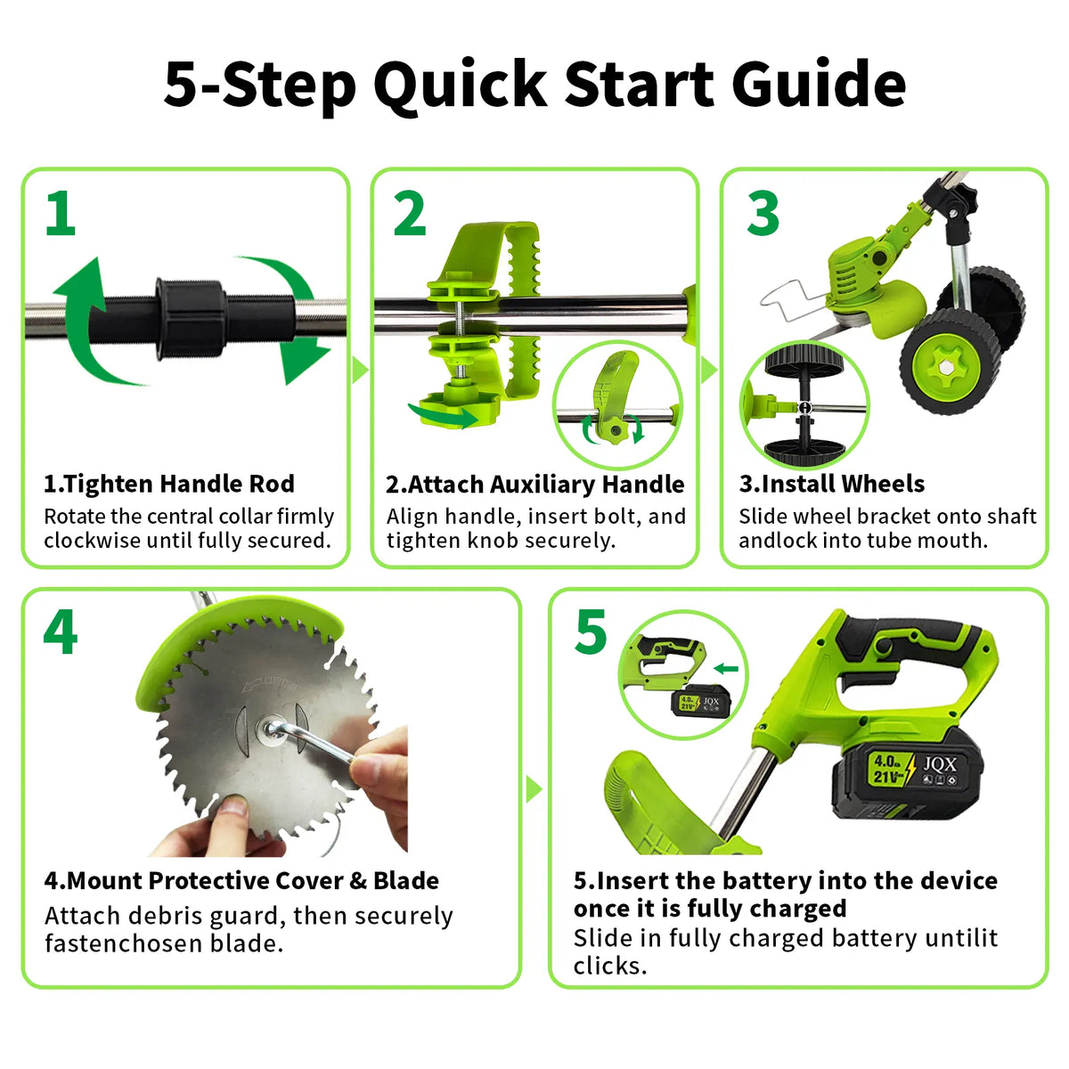 JQX 21V Cordless Weed Wacker with Wheels - 3-In-1 Electric String Trimmer, Edger & Lightweight Lawn Care Tool, Adjustable Handle, Tools and Gadgets for Garden Maintenance