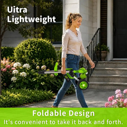 JQX 21V Cordless Weed Wacker with Wheels - 3-In-1 Electric String Trimmer, Edger & Lightweight Lawn Care Tool, Adjustable Handle, Tools and Gadgets for Garden Maintenance